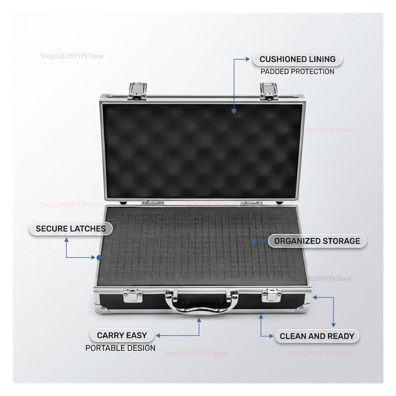 Cassetta Portautensili In Metallo Portable Aluminum Tool Box | With Sponge Lining Impact Resistant Storage Case Handheld Organizer 30x17x8cm Toughbuilt