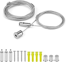 Cable Inox 1.5mm, HASLED 4 pièces Ajustable Fil Cable Suspension, 2m Cable en Acier Inoxydable en Retard, Élingue de Sécurité Réglable Corde Fils D'aciers pour Photos, Vêtements, Lumières