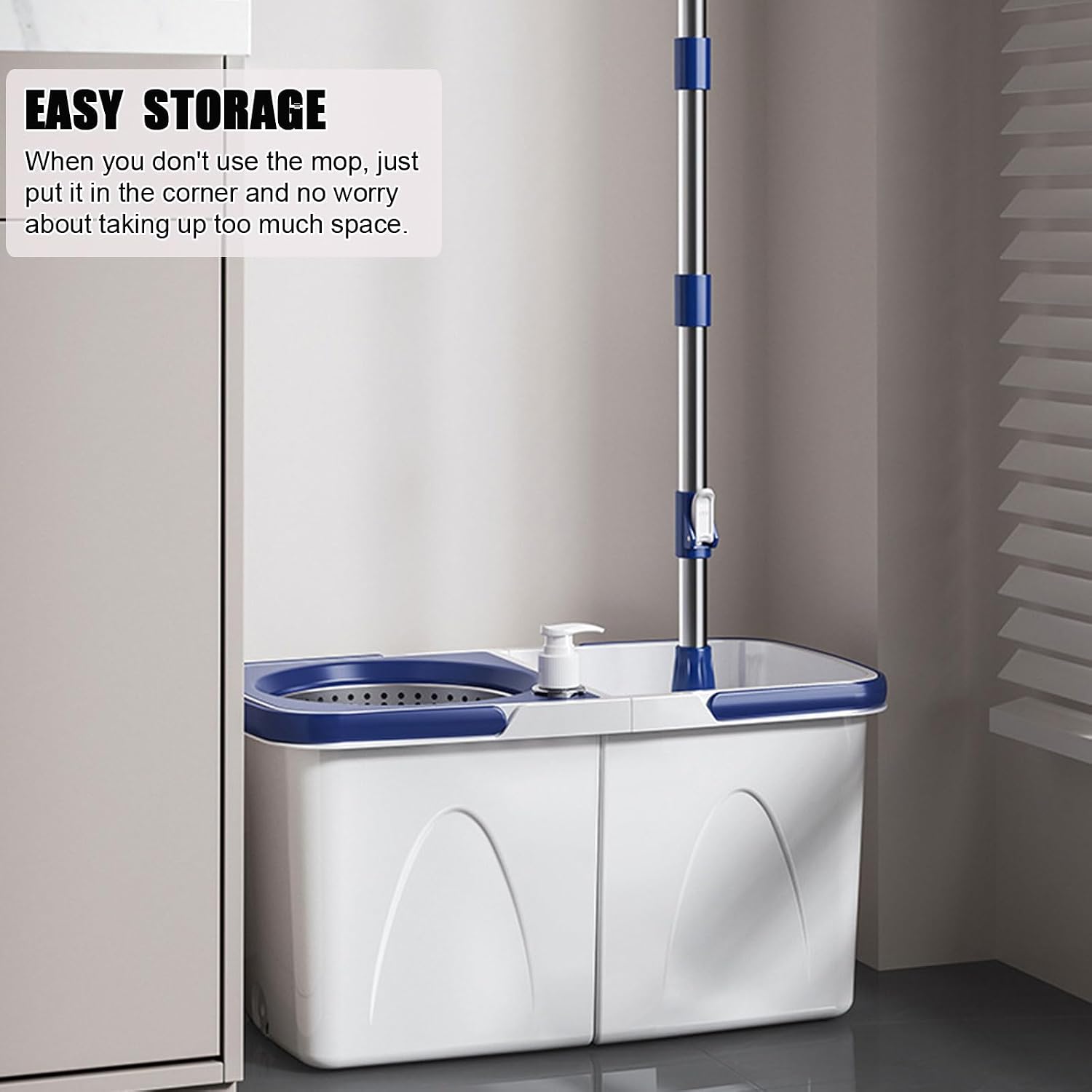 Spin Mop Bucket System, Two-Bucket Design with Splash Guard, 6 Extra Washable Microfiber Mop Pad Heads Refills, Wet Dust Mop for Floor Cleaning