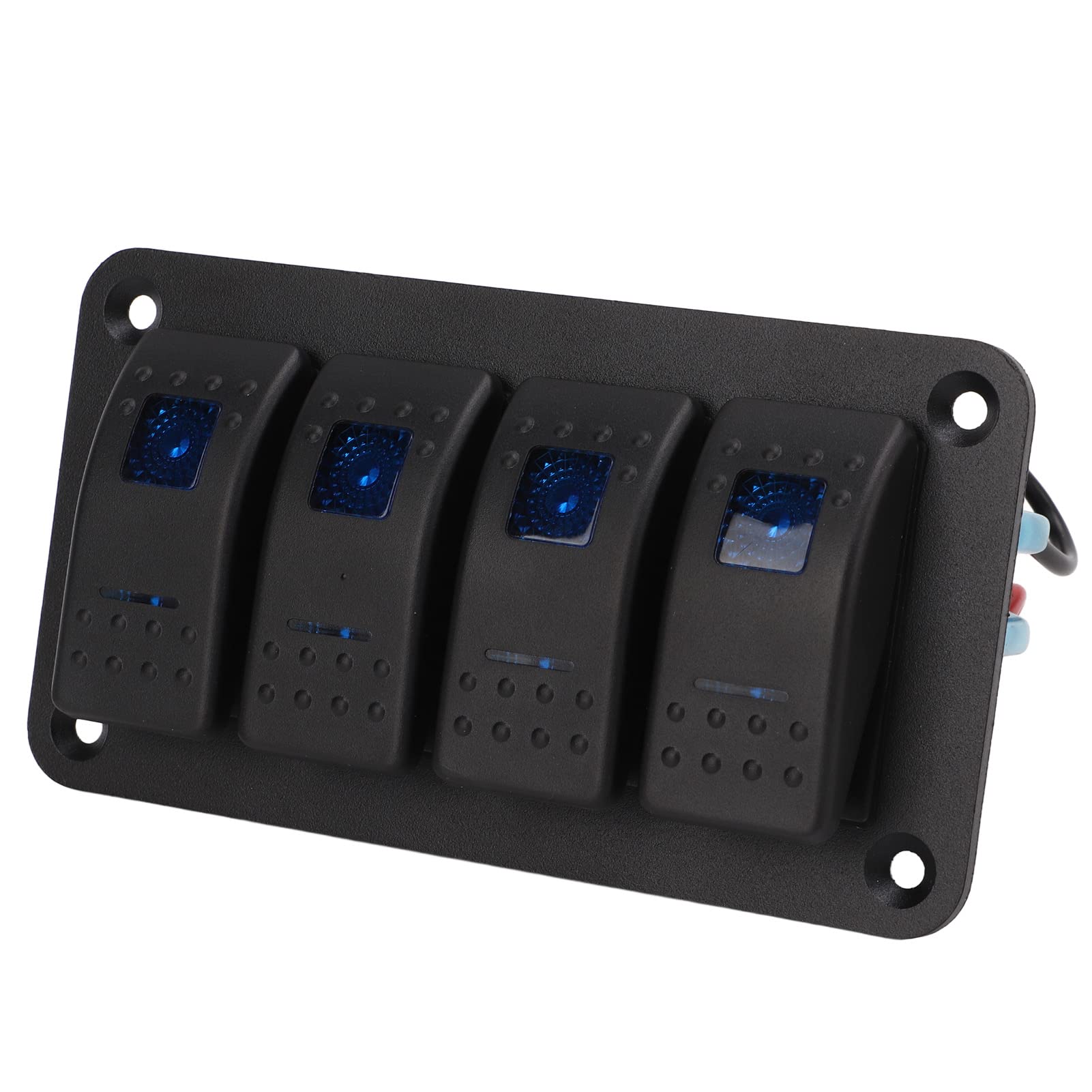 Interruptor basculante, panel de interruptor basculante de 4 bandas Protecciones múltiples LED azul retroiluminado IP65 a prueba de agua para vehículos de 12-24V Barcos SUV Camiones