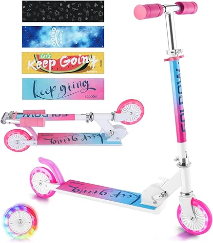 Patineta para niños y niñas monopatín para niños con ruedas iluminadas scooter de 2 ruedas para niños de 5 a 10 años plegable altura ajustable