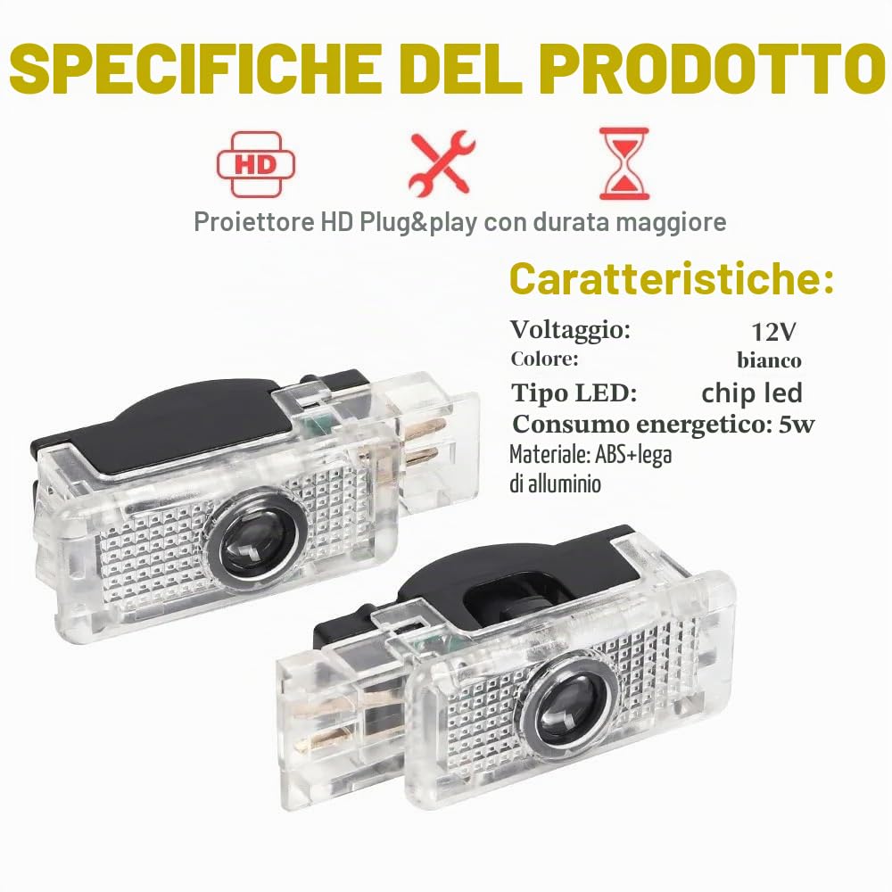 2X for W203 W240 W209 R199 C SLK CLK SLR Classe LED Proiettore logo portiera auto Ghost Shadow Luce di benvenuto Accessori(For-Mercedes)