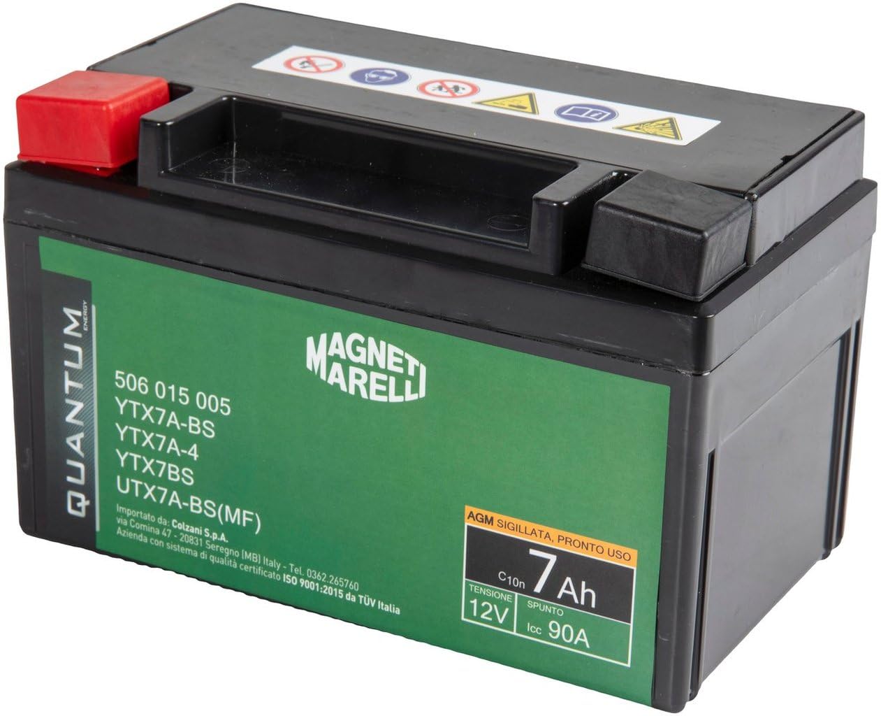 Magneti Marelli Batteria Quantum 7Ah AGM 90A | Batteria Moto 12V Per Scooter E Motocicli | Tecnologia AGM, Avviamento Affidabile, Senza Manutenzione
