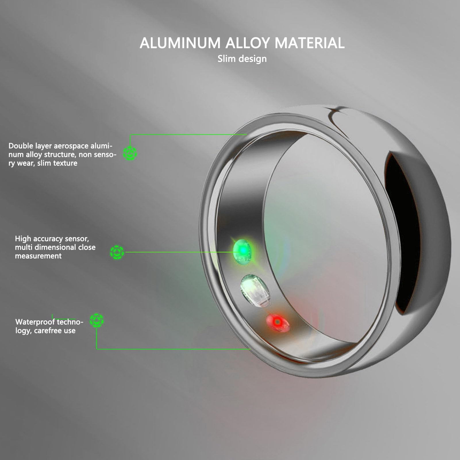 ASHATA Smart Ring Health Tracker, monitoraggio del sonno, indossabile, impermeabile IP68, contapassi, monitoraggio del sonno, anello intelligente per donne e uomini, nero