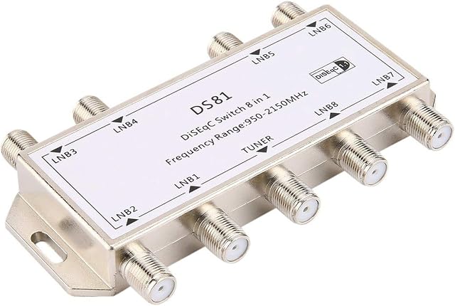 8 In 1 Satellite Signal Diseqc Switch Ds81 8 In 1 Satellite Signal Diseqc Switch Lnb Receiver Multiswitch Heavy Duty Zinc Die-Cast Chrome Treated - Silver