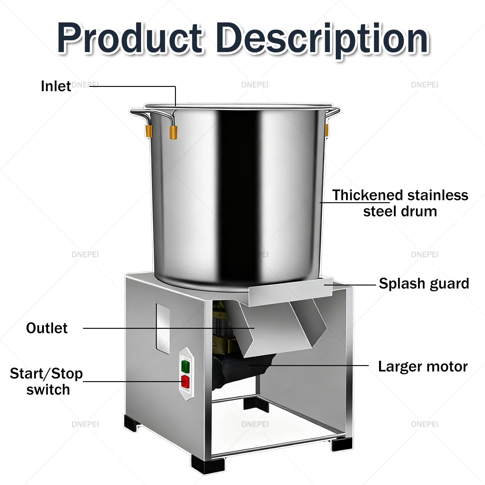 Tritatutto professionale per mangimi animali, tritatutto elettrico commerciale da 1800 W, elevata capacità di produzione da 50 a 200 kg/h per verdure, cereali, arachidi, zenzero e aglio 220V-1200W