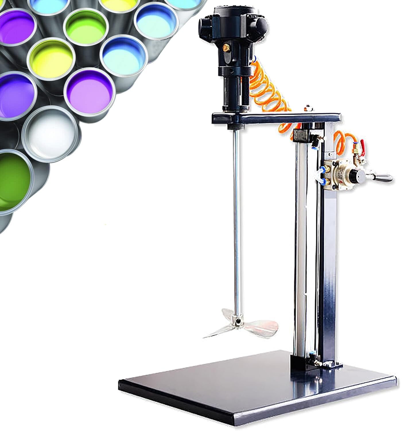 Mezclador de mortero de paletas de 5 galones con Soporte - Mezclador neumático de Pintura | Mezclador de Tinta con Altura Ajustable - Agitador neumático Vertical de Escritorio
