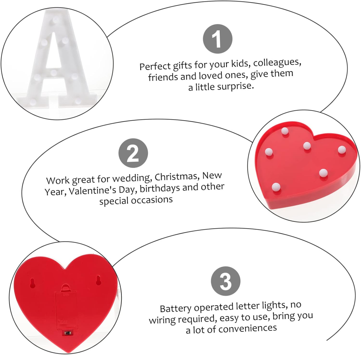 Cabilock 8pcs Led Alphabet Lights Battery-Powered Decorative Letter Signs for Weddings Birthdays Events Unique Home Decor for Parties Celebrations