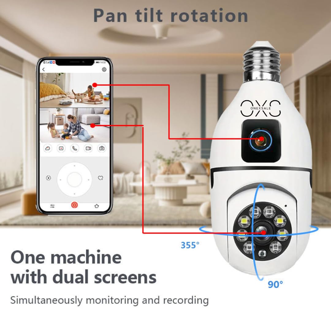 OneXsale 360° WiFi Bulb CCTV | Dual Camera Combo | 1080P HD | Motion Detection | 4 Channel Security Set 3