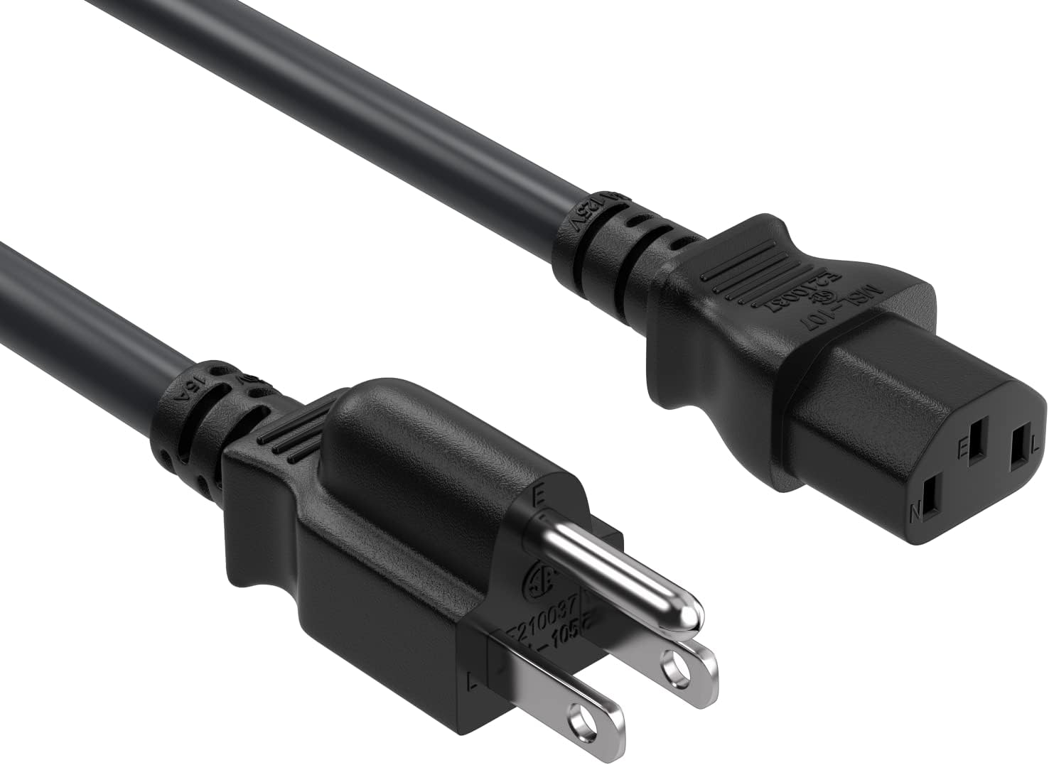 Cable Leader 1.5ft 18 AWG Universal Power Cord IEC320 C13 to NEMA 5-15P, Extension Power Cord, Compatible with Computers, Monitors, Printers & TVs, Black