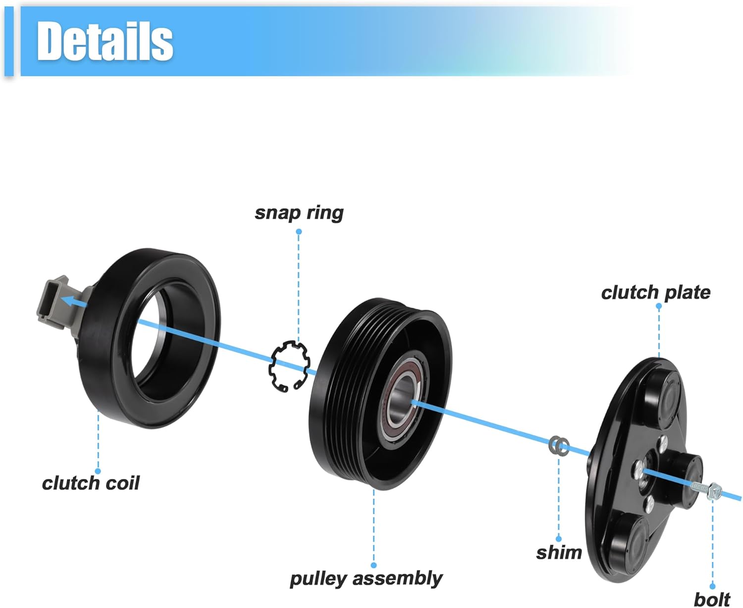 uxcell 1 Set AC Compressor Clutch Kit Replace for FORD F-150 2004 2005 2006 8 CYL 4.6L/5.4L