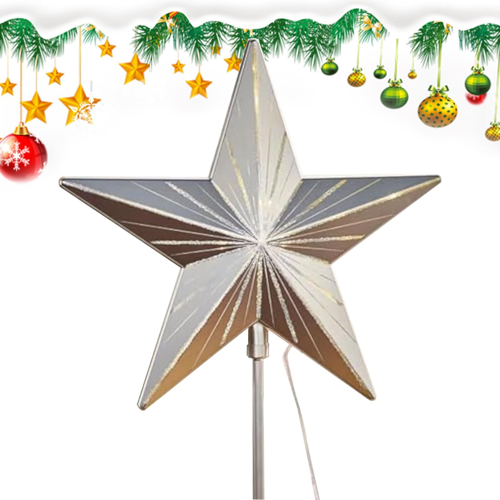 Estrella para árbol de jengibre acrílica con luces LED blancas cálidas