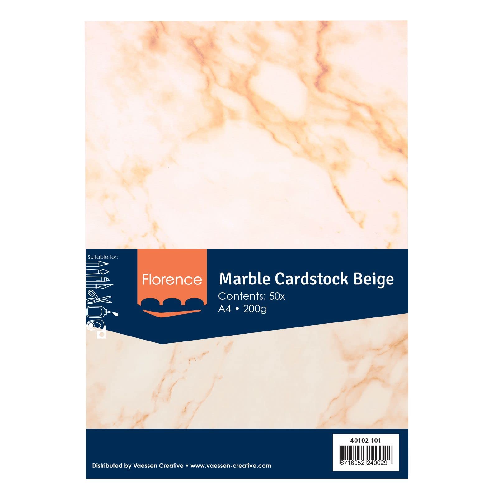 Florence Marble Cardstock, 50 Sheets, A4, Certificate Paper, Beige, Parchment Paper for Writing and Craft, 200 GSM - Image 4