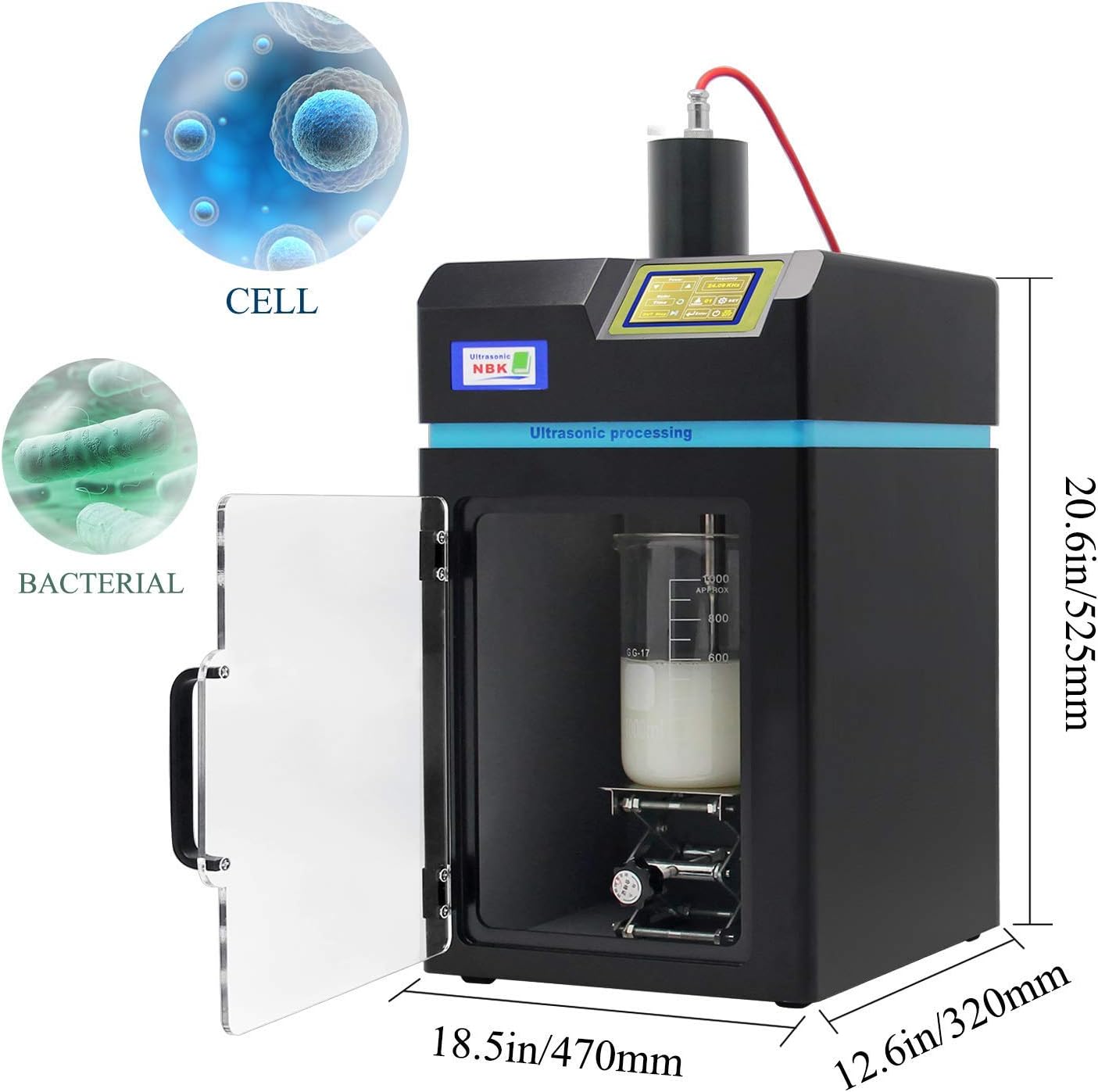 CGOLDENWALL 2 in 1 Ultrasonic Homogenizer Sonicator Processor Lab Cell Disruptor Mixer Analysis of Ultrasonic Processor CE 100-240V 24KHz Integrated (500W, 0.1mL-500mL)