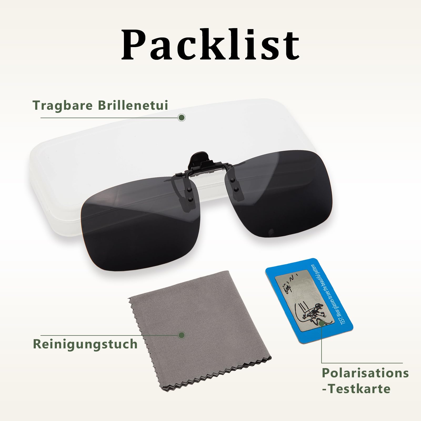 Clip-On Polarisiert Sonnenbrille UV400 Schutz Ideal für alle Outdoor-Aktivitäten