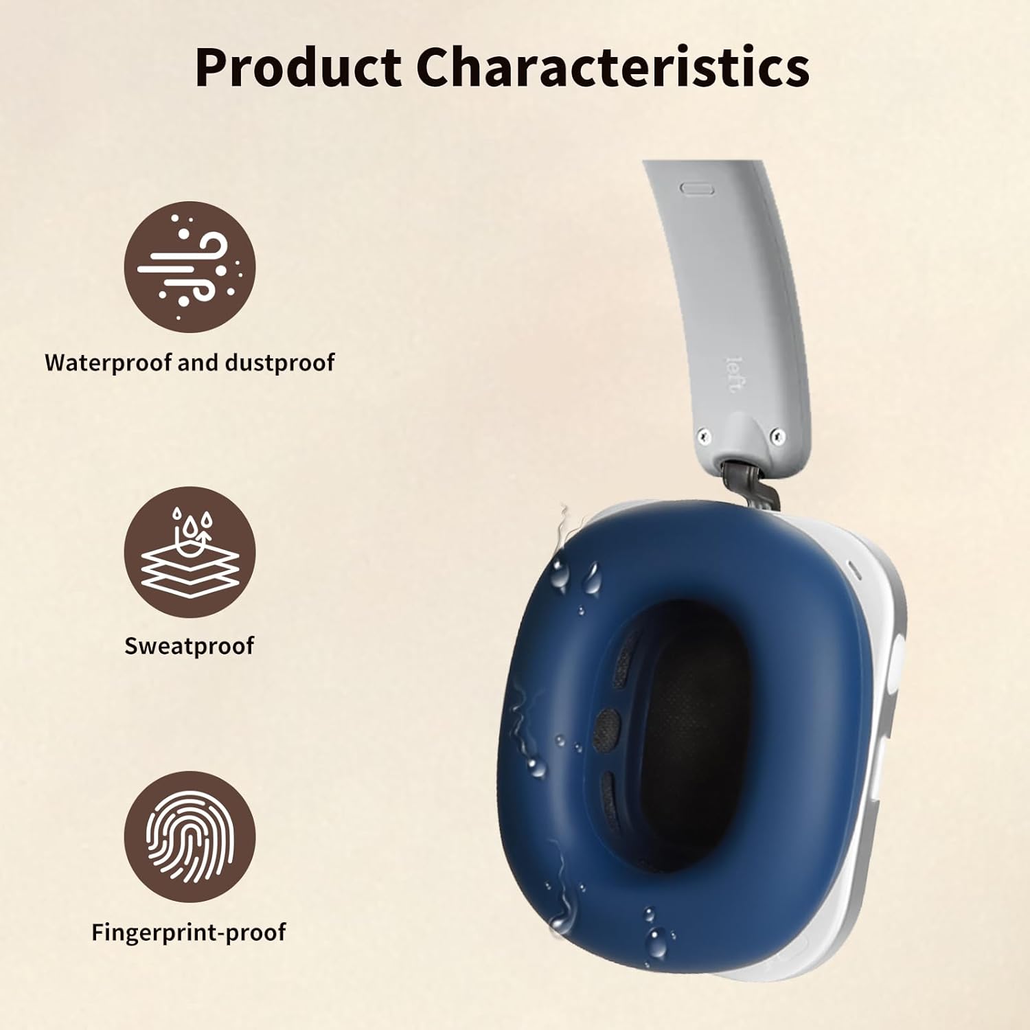 for Nothing Headphone (1) Case Cover, 2 Sets Silicone Sweat Cover, Eeadphones Protective Case for Nothing Headphone (1) Silicone Ear Pads & Headband Protector, Washable Sweatproof, Blue - Image 4