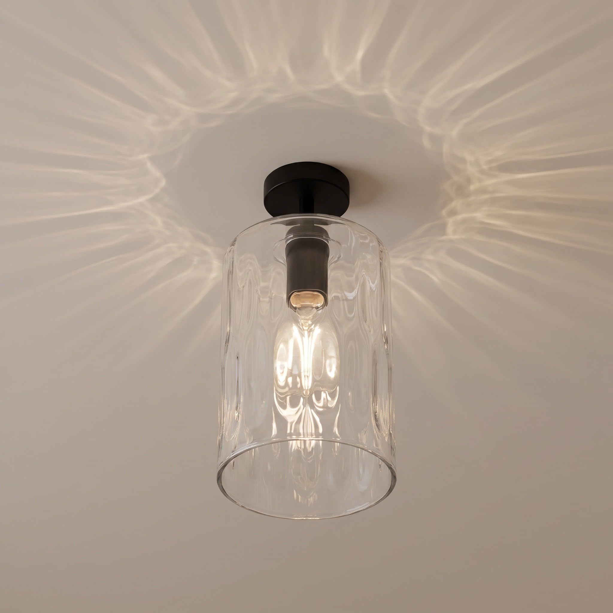 TOPBATHY 3 Pezzi Paralume in Vetro E27 Martellato per Lampada a Sospensione | Leggero e Resistente al Calore, Diffusione Uniforme della Luce, Cilindrico 1-5/8, per Ufficio e Camera