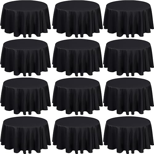 Paquete de 12 manteles redondos de 48 pulgadas para mesas redondas de 20 a 28 pulgadas tela de poliéster a granel lavables redondos sin arrugas para