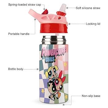 奈雪の茶 × パワーパフガールズ コラボ 保温ボトル600ml 海外限定 パワパフガールズ 中国限定 奈雪の茶 タンブラー 水筒 保温