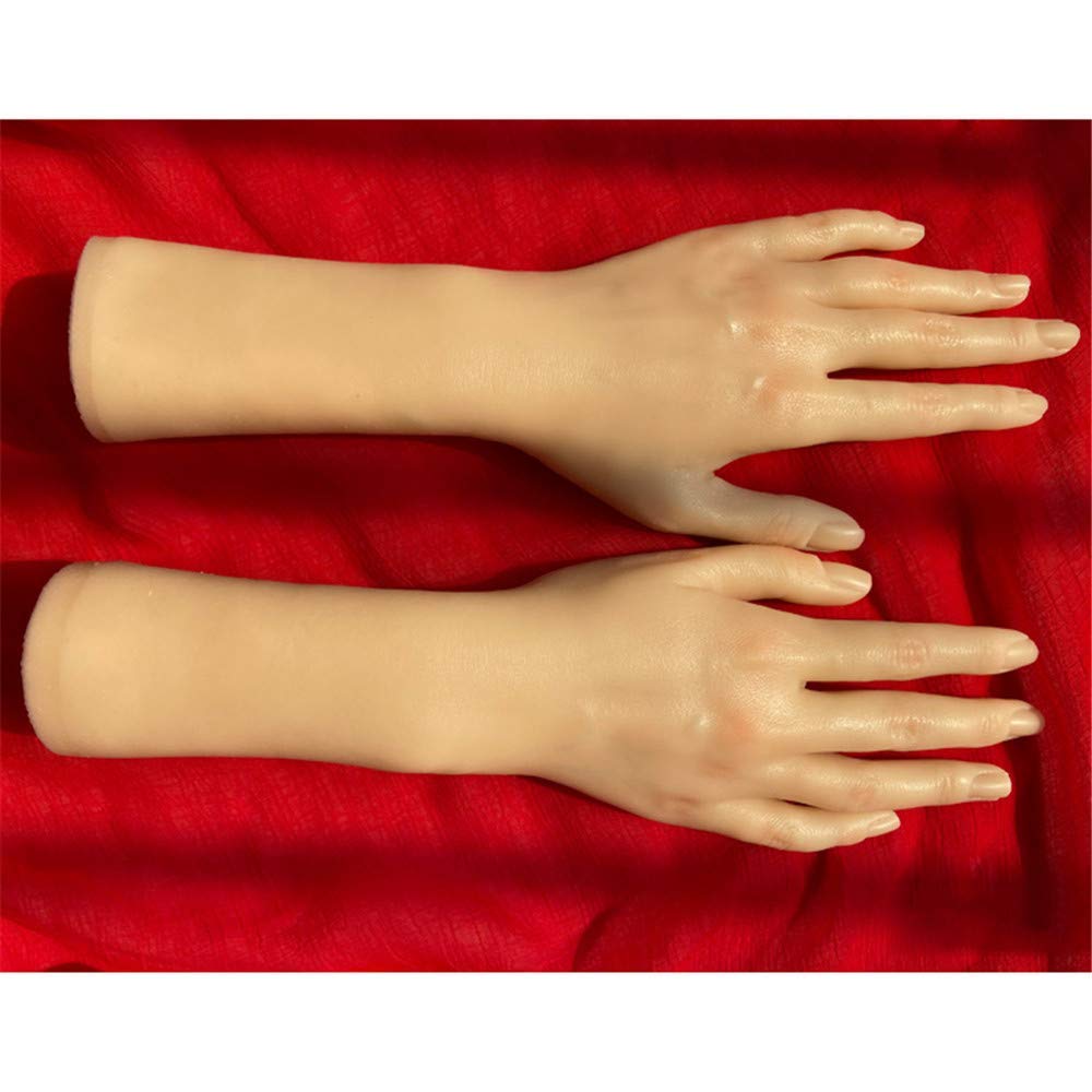Modello di Mano in Silicone, Mani morbide Mani finte 1 Paio di Anelli di visualizzazione della Mano del manichino delle Donne realistiche in Silicone per Gioielli Nail Art Manicure a Mano Deco