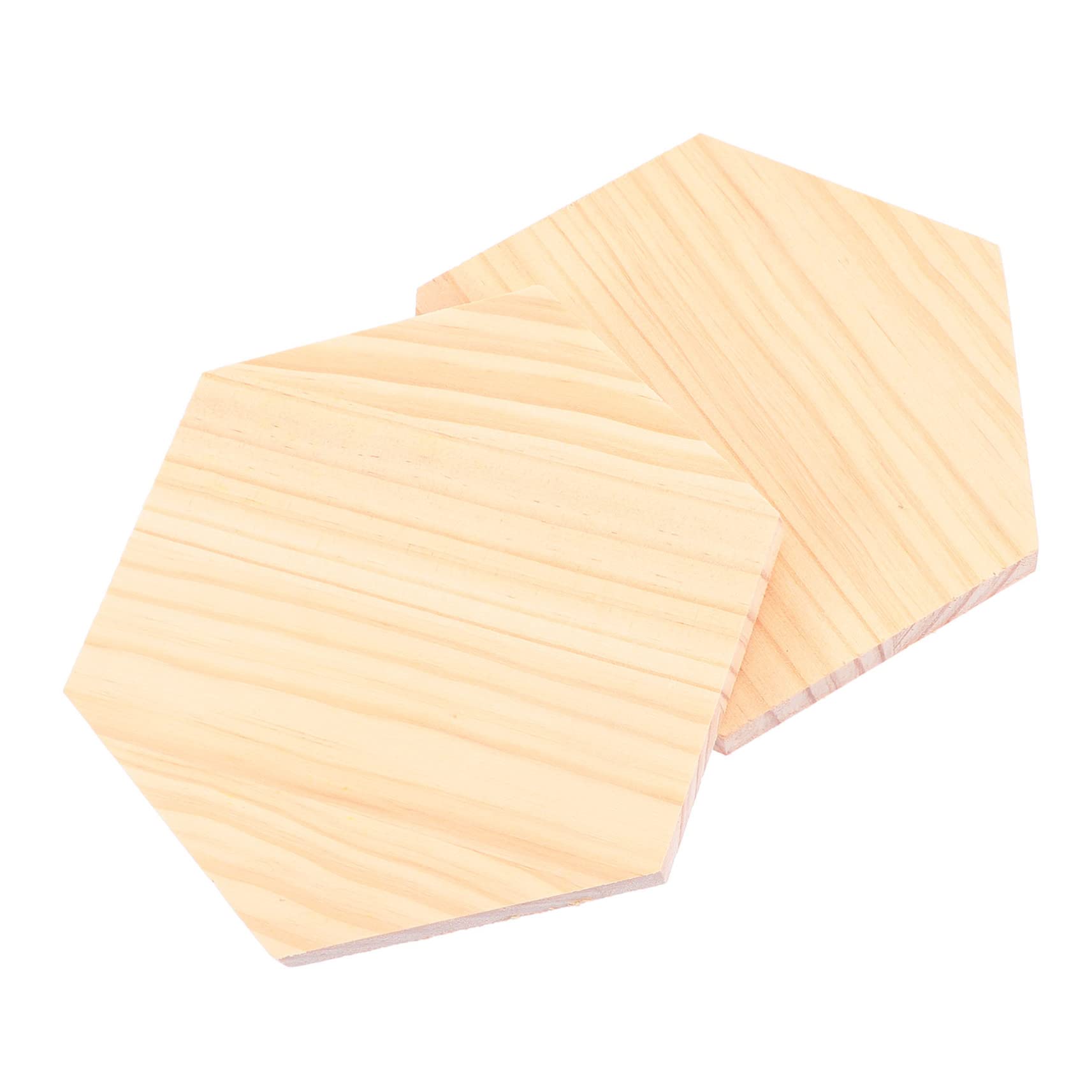 ARTIBETTER Create Your Own Art 2pcs Solid Wood Boards Hexagon Shape Natural Wood Plaque for DIY Decor
