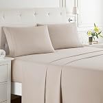 Clara Clark Feuilles de lit, Premier ministre 1800 Series Ensemble de draps, Poche profonde, Rose, Fade, Résistant aux taches, Draps de lit doux de luxe & Oreillers, Reine, Lin
