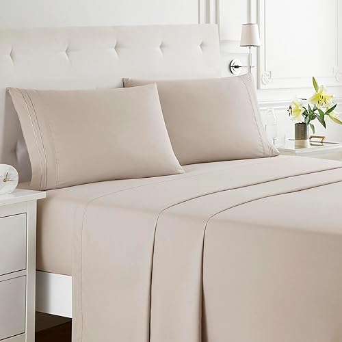 Vista 224 de Clara Clark - Juego de sábanas de la serie 1800 Premier, 4 piezas, juego de cama, sábanas con mucha caída, resiste arrugas, la decoloración