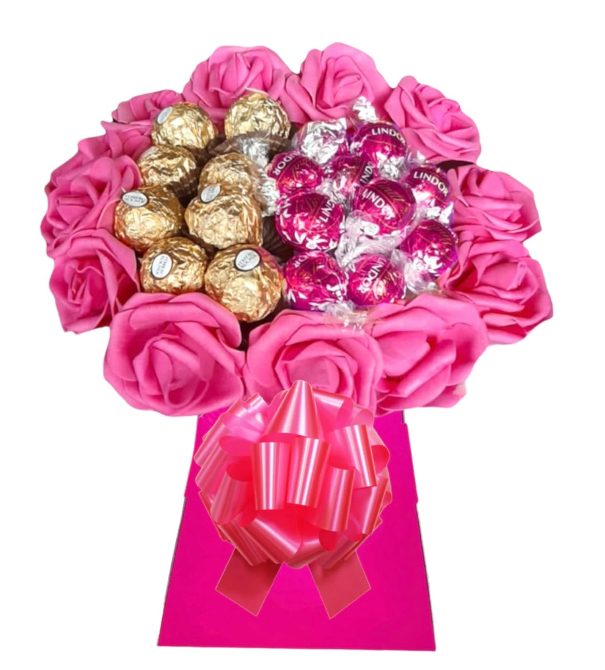 Pink Chocolate Bouquet Hamper Ferero Lindr Gift Men Women Red Gold Blue Pink White Sweets Candy Cadbury Personalised