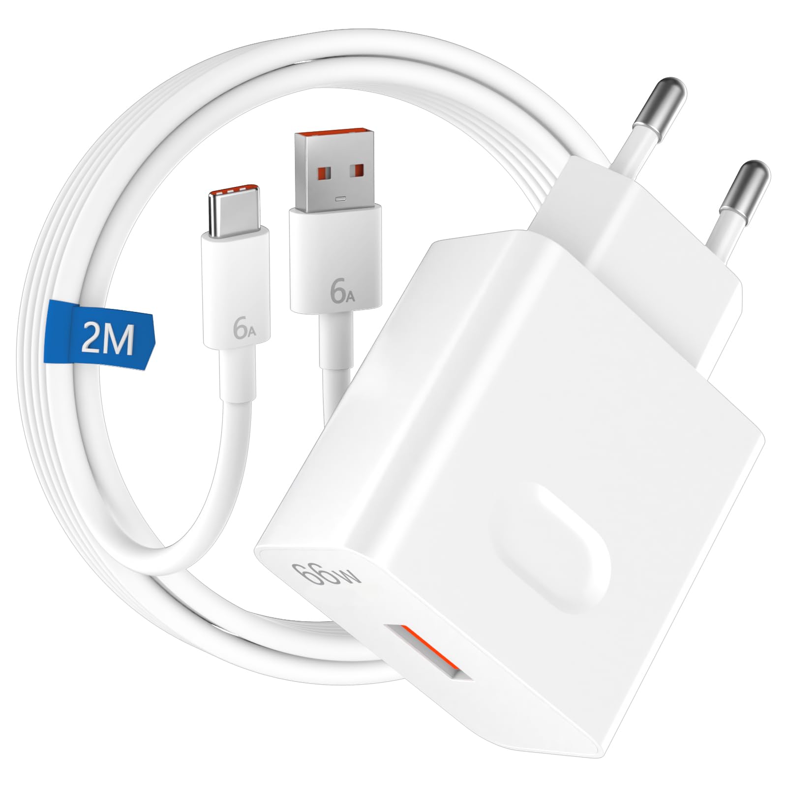 Caricatore Rapido 100W SuperCharge Con Cavo USB-C 6A – 2 Porte PD, Compatibile Con Magic, Pura, Mate E Molti Altri – Protezione Intelligente E Portatile