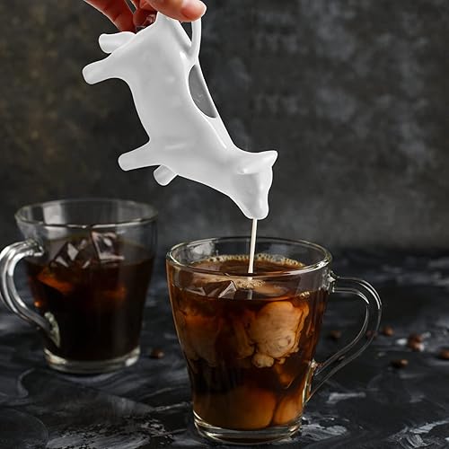 Miniatura 7 de Jarra de cerámica con forma de vaca, 2 piezas, jarra de leche para café, jarra de salsa para cocina, 3.5 onzas líquidas