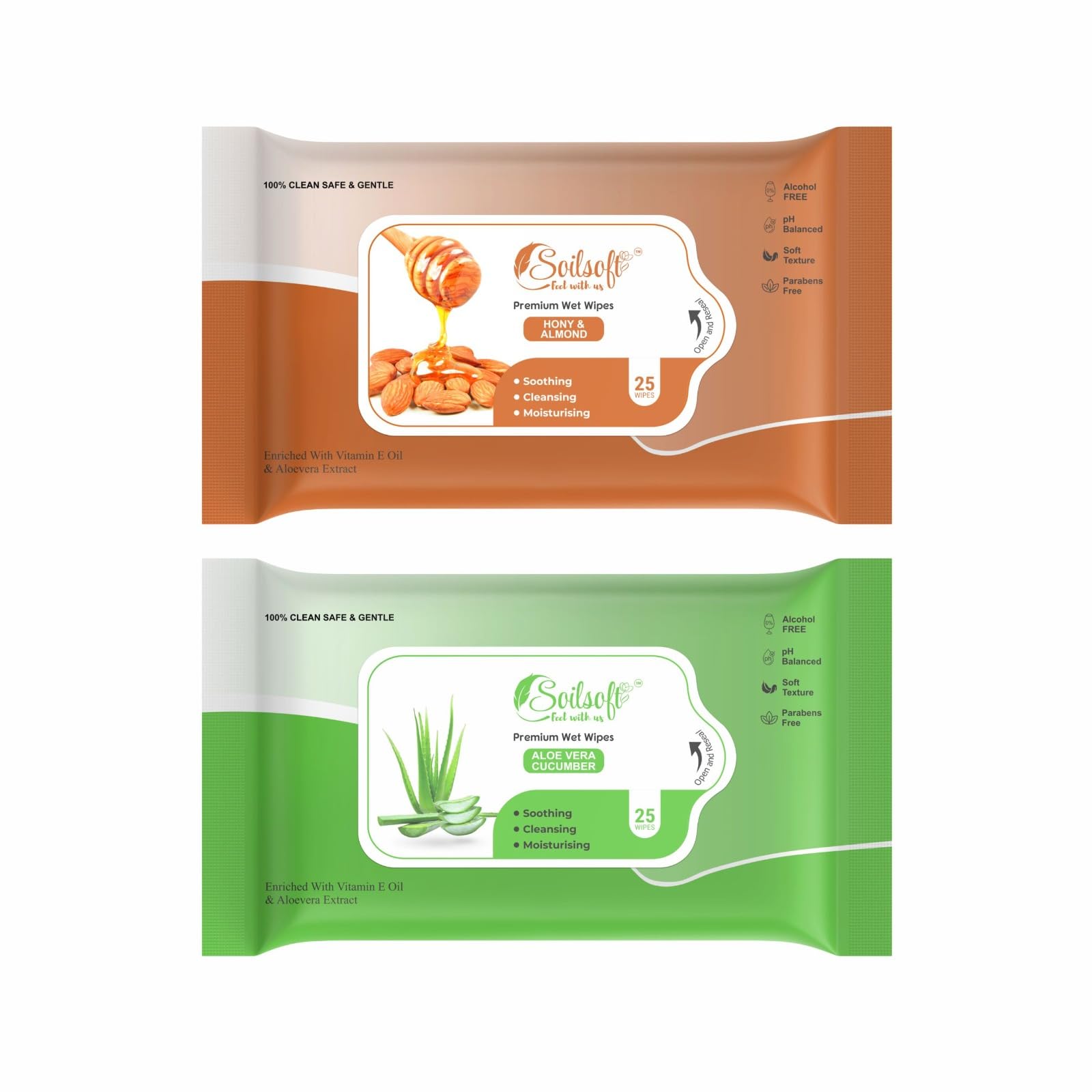 Soilsoft Fresh Lime Wet Wipes 25 Sheets | Alcohol Free Face & Hand Cleansing Wipes | pH Balanced Refreshing Moist Wipes | Travel Size Gentle Skin Care Resealable Pack (IC + AL)-image-6