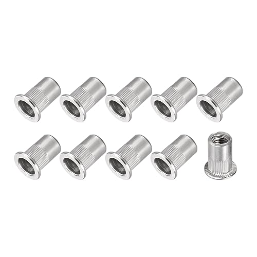 Vista 52 de METALLIXITY 100 tuercas de remache (M3), tuercas roscadas de aleación de aluminio, para sujetadores mecánicos de muebles, tono plateado