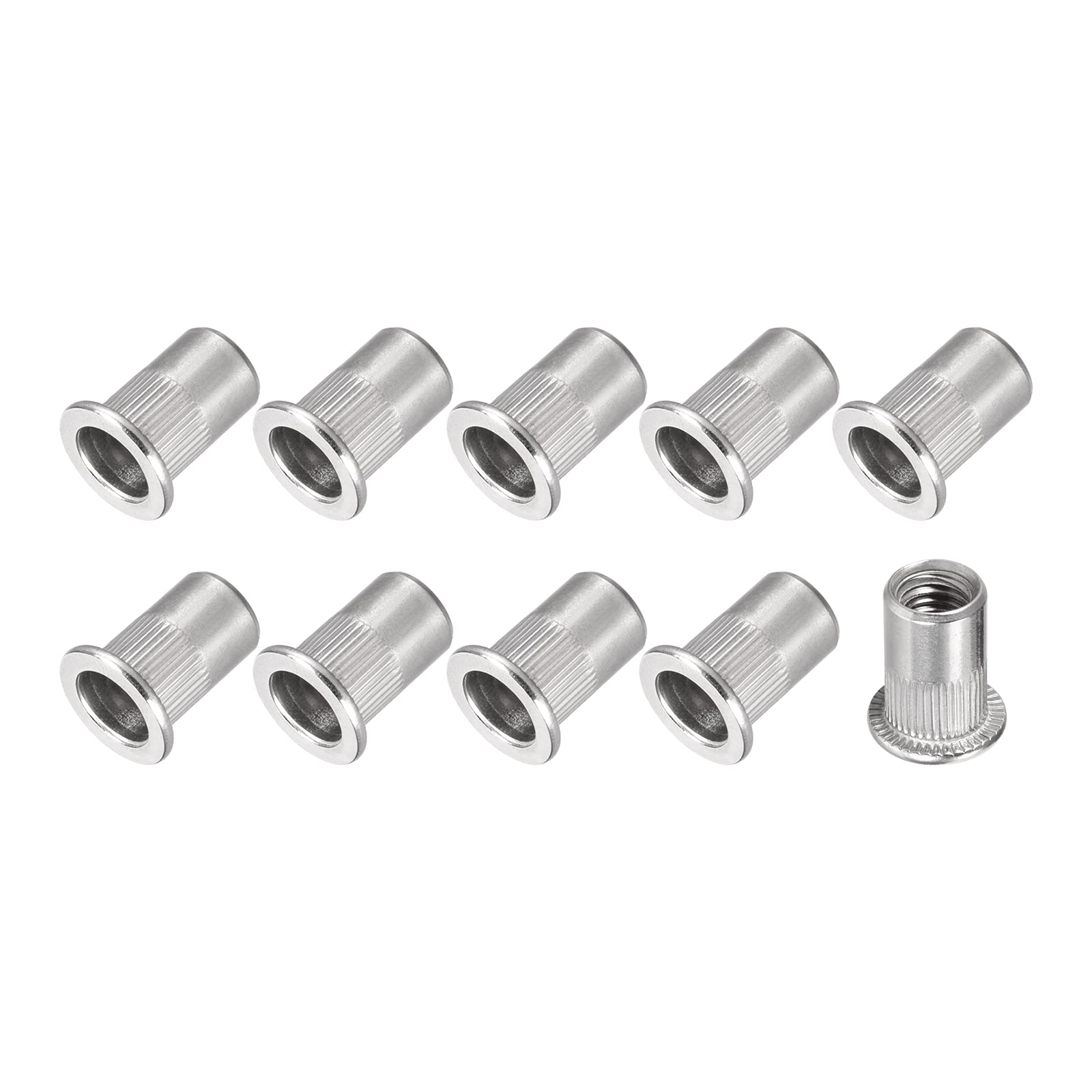 METALLIXITY Rivet Nuts (M8) 30Pcs, 304 Stainless Steel Threaded Insert Nuts - for Furniture Mechanical Fastener, Silver Tone