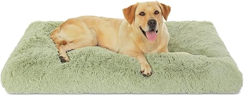 Miniatura 27 de Bedfolks Cama Impermeable para Jaula de Perro con Funda Extraíble Lavable, Almohadilla de Piel Sintética de Felpa para Perros Grandes, Cama Mullida
