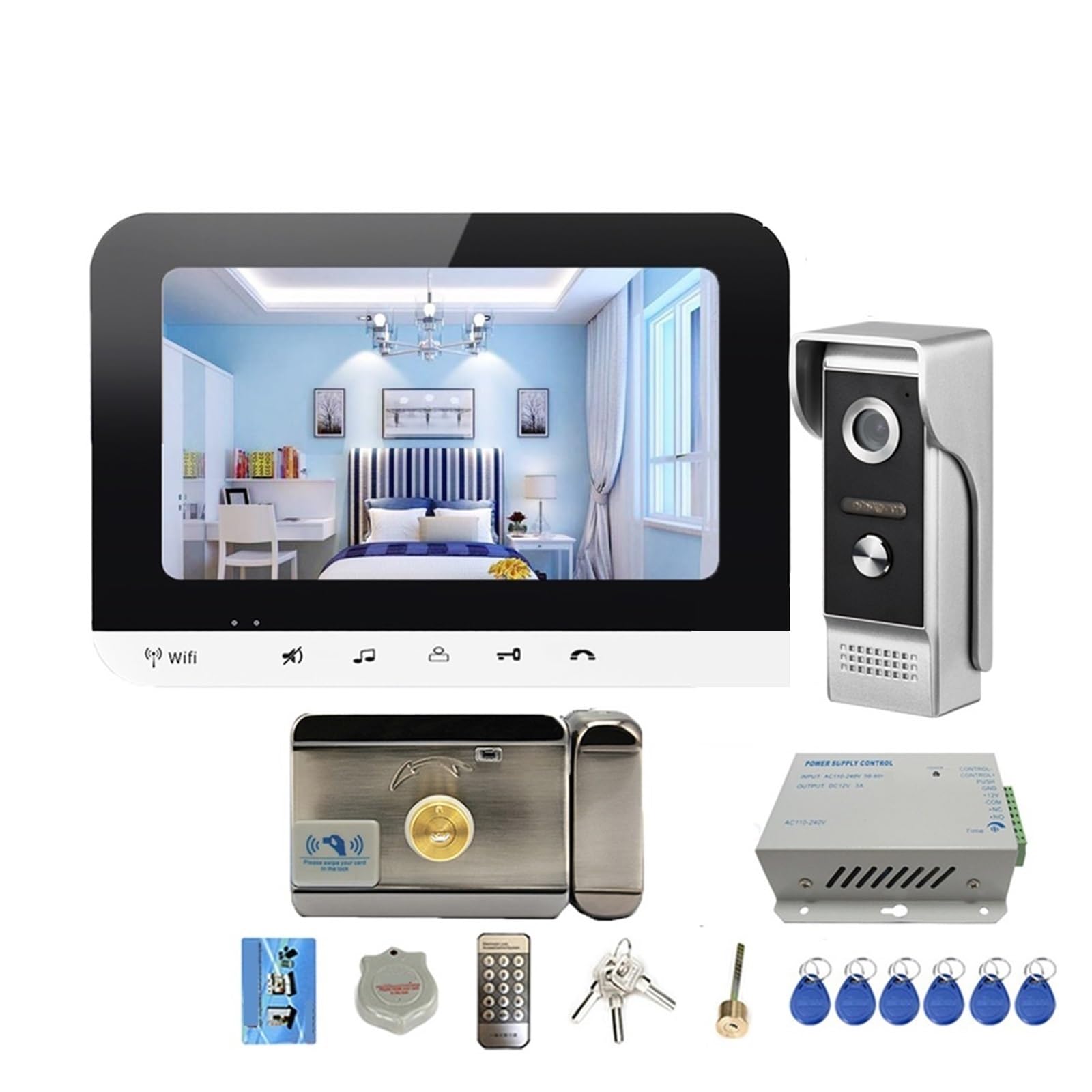 Sonnette sans fil Interphone Vidéo WiFi 7 Pouces Avec Serrure Électrique Sans Fil Visiophone For La Sécurité À Domicile Détection De Mouvement Sonnette pour le bureau de l'école à domicile ( Size : Se