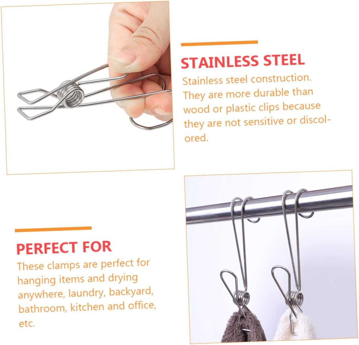 Clothes Pegs for Washing Line 30 pcs Clothes pins Hook Clip Underwear Universal Stainless Steel Clips Heavy Duty Picture