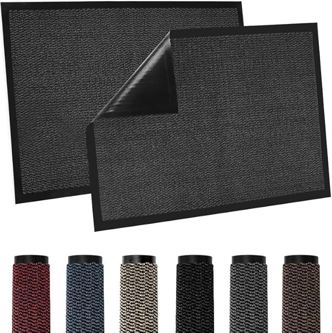 TradeXone Heavy Duty Door Mats - Indoor/Outdoor Washable Door Matts Indoor - Super Absorbent Rug with Non Slip Backing - Entrance Doormats - Front Door, Home & Office (60cm × 120cm, Grey)