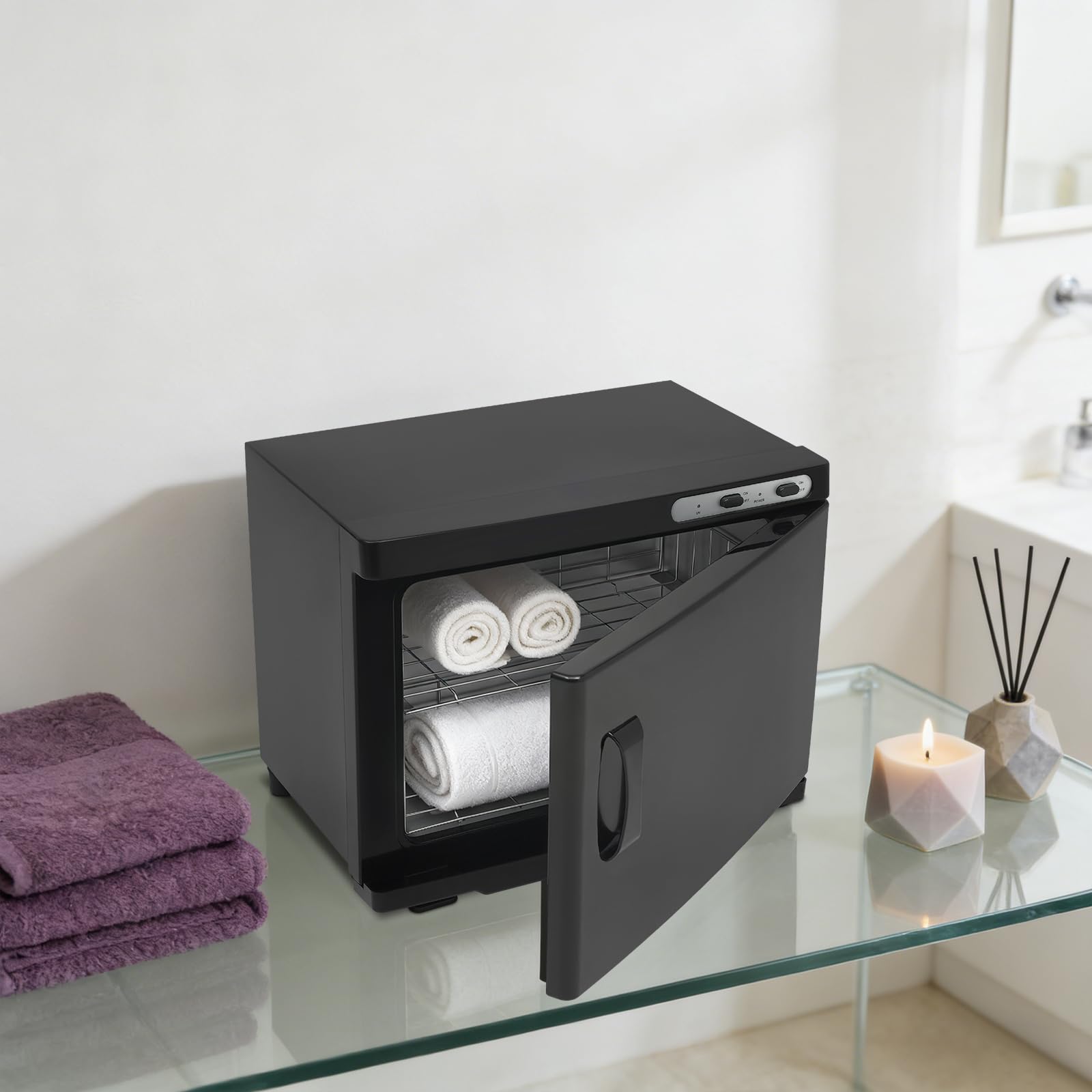 Scaldasalviette da 23 l, 80 °C + UV, per salone e famiglia (nero)