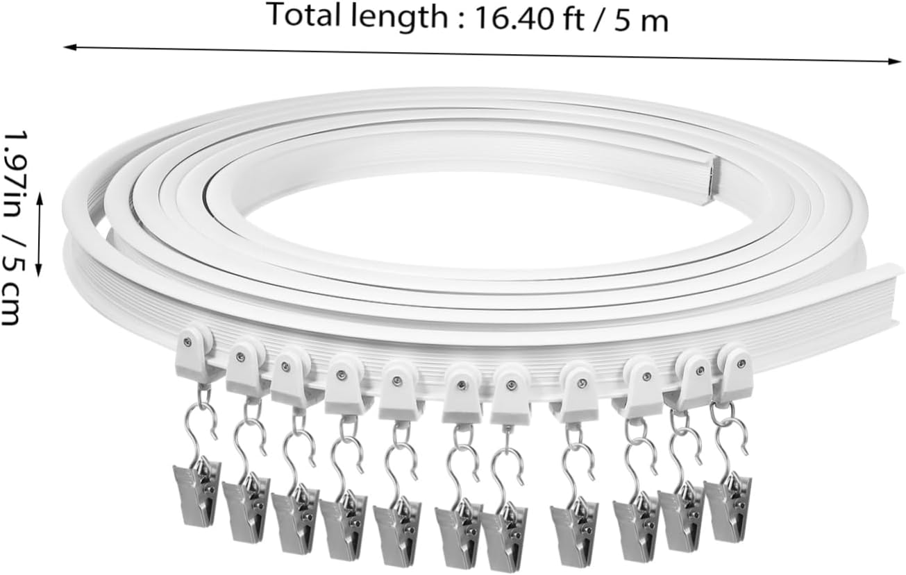 MAGICLULU 1set Ceiling Track for Curtains Flexible Silent Stainless Steel Clamp Easy Install Room Divider