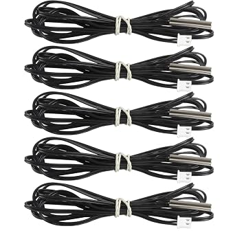 5 Pcs NTC 10K 3950 Temperature Probe,25 to 125 Degree Celsius Temperature Sensor Probe Stainless Steel Housing Thermistor Temp Sensor - 3 Meters /9.8 Ft Cable Length