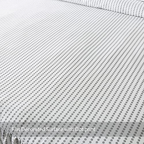 Jml 3 Piece Ruffle Skirt Bedspread Queen - 30 Inches Drop Ruffled Style Bed Skirt Coverlet Bedspread Set (430Gsm) With 2 Shams - Polka Dot, Breathable Bedding Quilt Set,Grey #TOP2