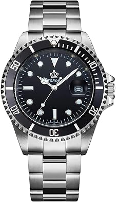 FANMIS Mens Luxury Watches Rotatable Bezel Sapphire Glass Luminous Hand Quartz Silver Tone Stainless Steel Watch