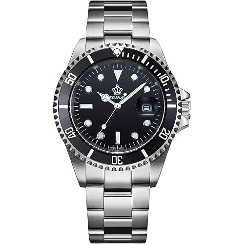 FANMIS Men's Quartz Watch Rotating Bezel Stainless Steel Dress Watches