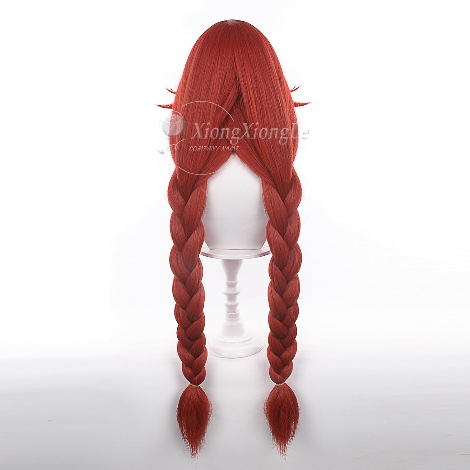 XiongXiongLe Anime Red Long Wig Halloween Cosplay Women Costume Pengpeng Silk Fried Dough Twists Braids Pigtails Hair Wigs + Wig Cap for Adult Female Cos Party Christmas Comic