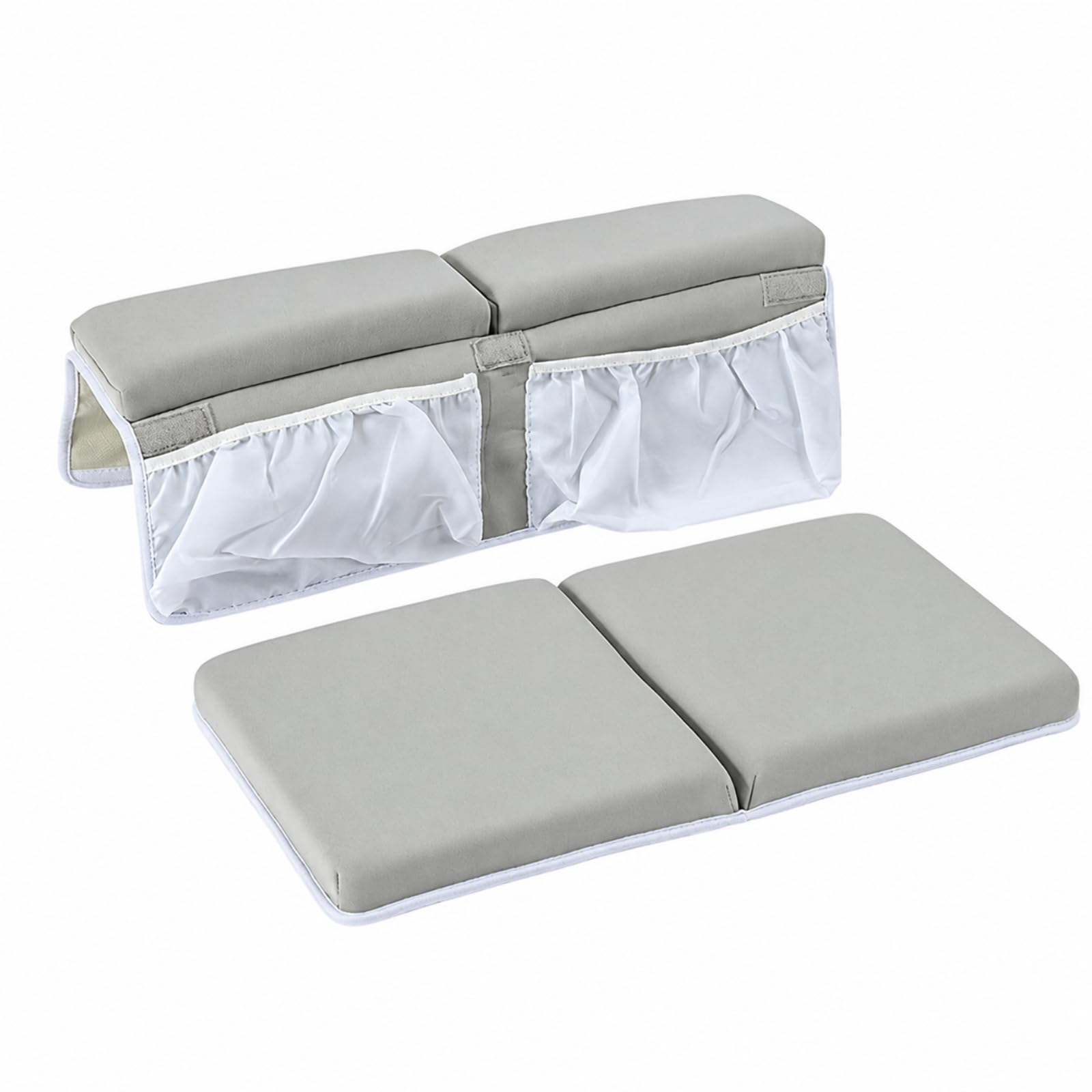 Inginocchiatoio da Bagno Pieghevole, Grigio Chiaro, Modello Pieghevole Con Tasca, 6 Ventose, Confezione In Sacchetto Di Polietilene, Grigio Chiaro