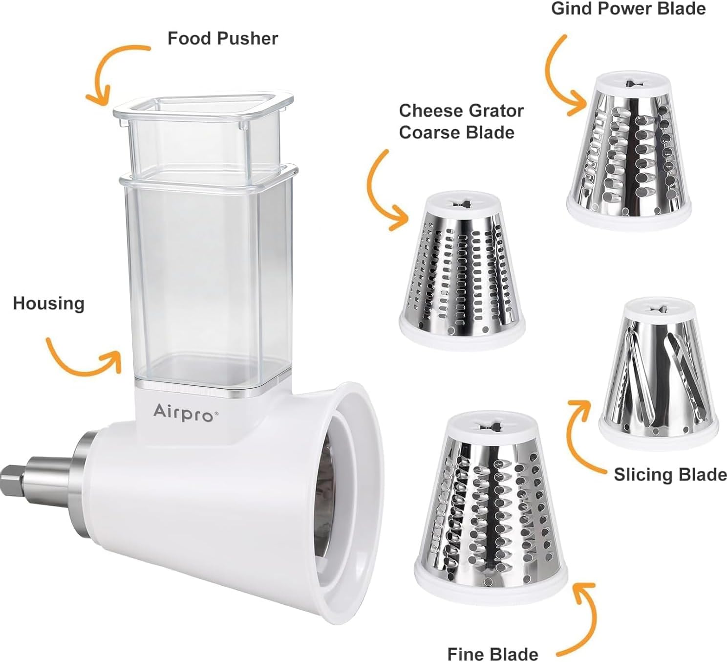Slicer Shredder Attachment for Kitchenaid Stand Mixer Accessories Cheese Grater Vegetable Cutter Salad Maker 4 Blades Dish Washer Safe
