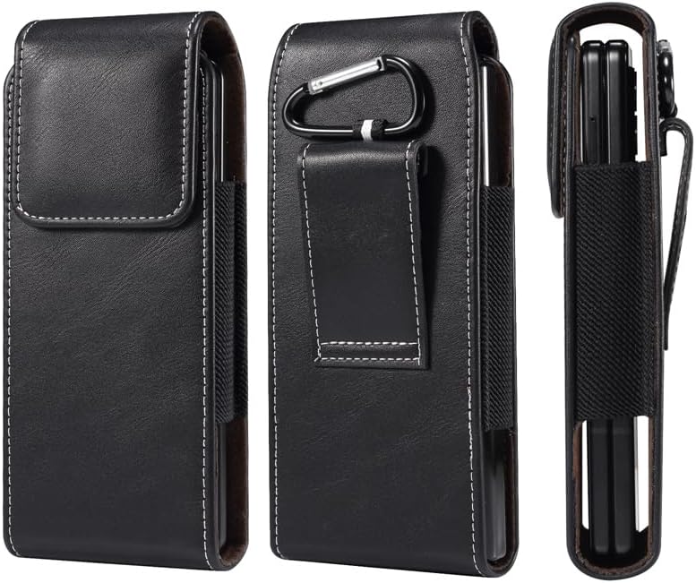 LBYZCASE Funda para teléfono Samsung Galaxy Z Fold 5432 con clip para cinturón, funda clásica de piel sintética con trabilla para cinturón, cierre