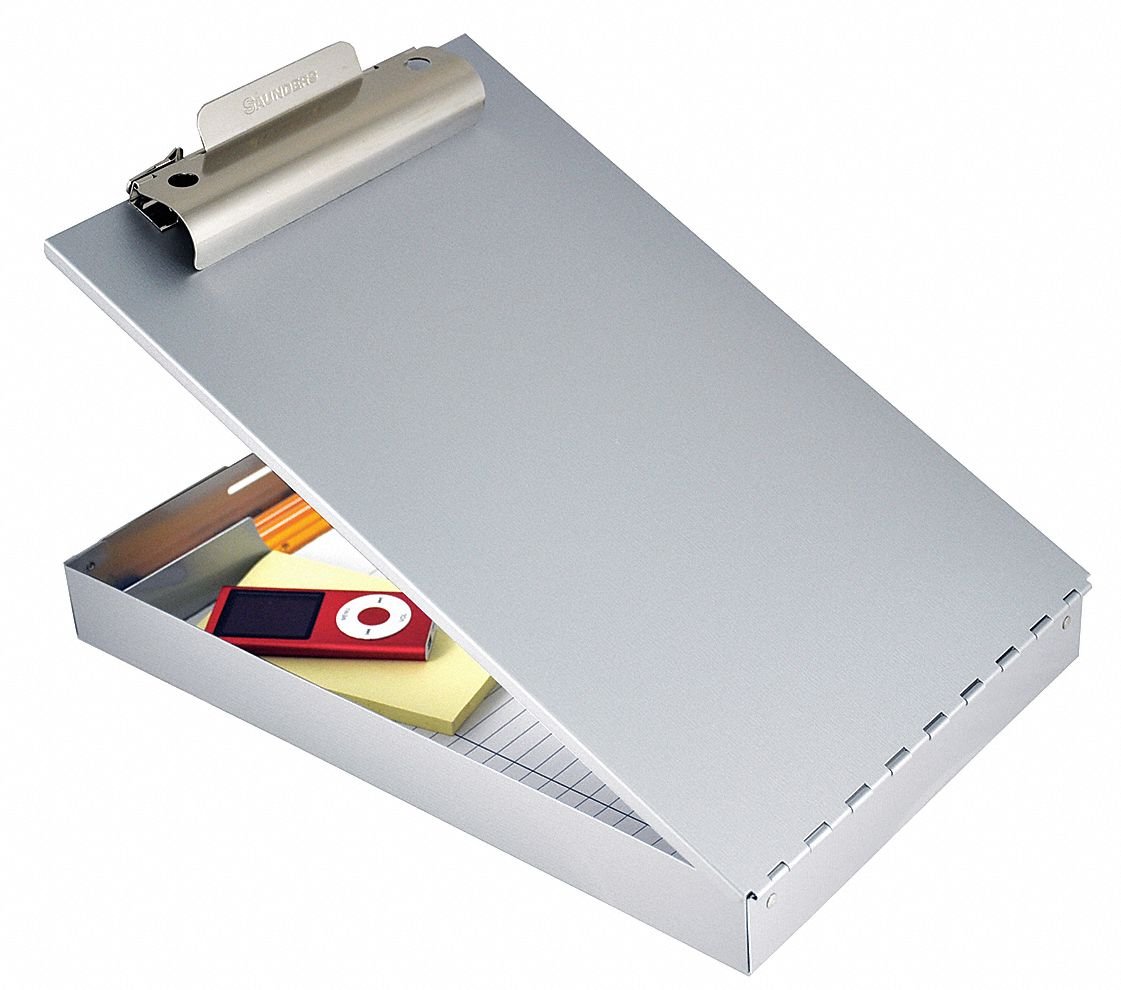 Saunders Silver Aluminum Storage Clipboard, Legal File Size, 9" W x 16-3/16" H, 1" Clip Capacity, 1 EA