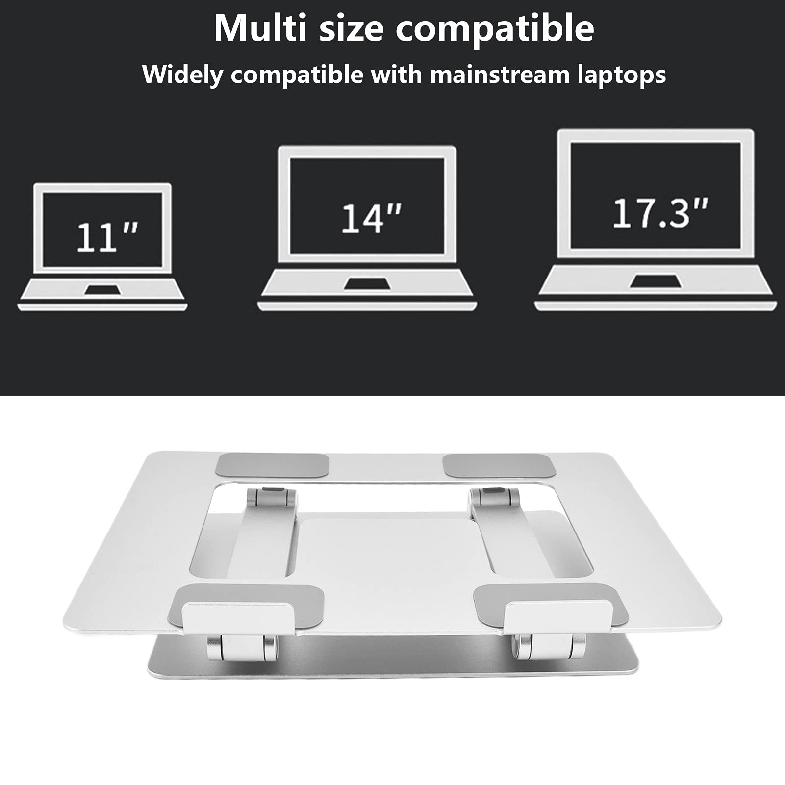 Supporto per Laptop Pieghevole Portatile in Lega di Alluminio Supporto per Notebook Supporto per Rialzo per Computer Supporto di Raffreddamento per Computer Argento,