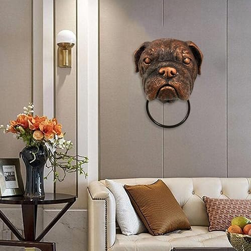 Miniatura 6 de Aldaba de puerta de diseño decorativo para perro, arte de pared, arte decorativo de resina, Bulldog inglés
